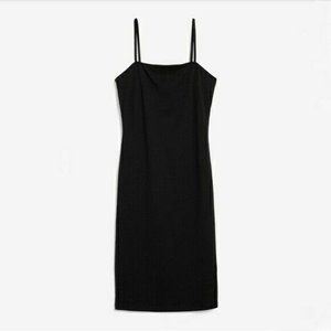 Topshop Spaghetti Strap Bodycon Midi Tank Dress Black